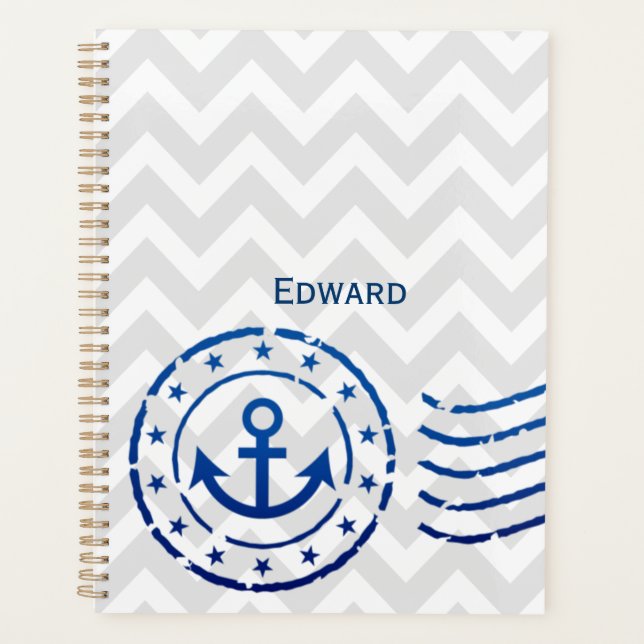 Nautical Chevron & Anchor Seal Planner (Front)