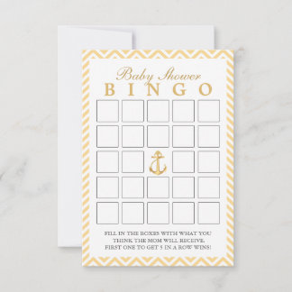 Nautical Chevron Stripes Baby Shower Bingo Cards