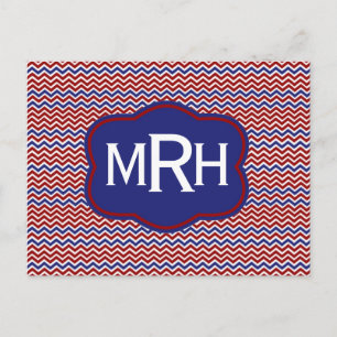 Nautical Chevrons on White Postcard