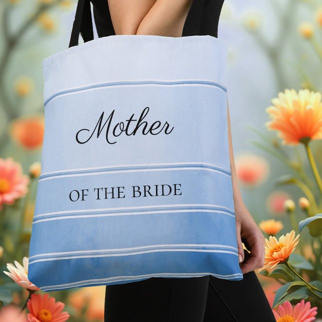 Nautical Chic Blue Tone on Tone Striped Tote Bag (Tote bag featuring a chic painted blue tone on tone striped design with a silver lining)