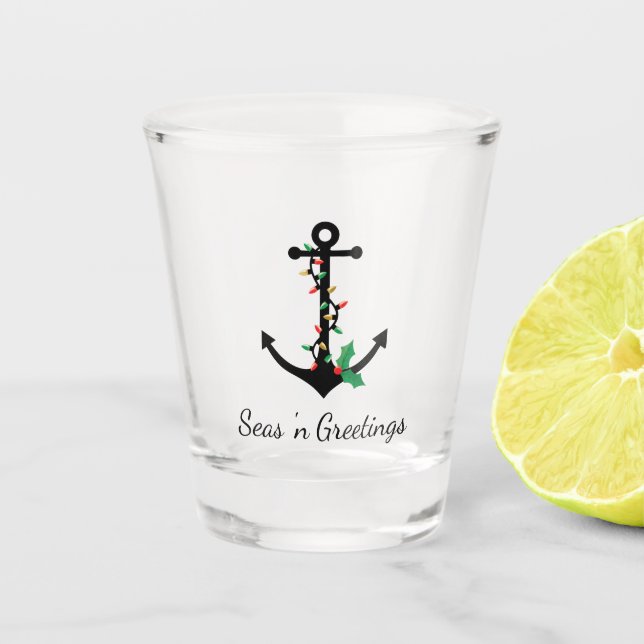 Nautical Christmas Anchor Shot Glass Gift (Front)