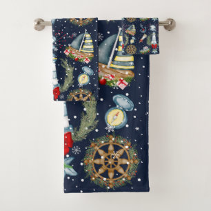 Nautical Christmas Bath Towel Set