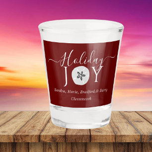 Nautical Christmas Burgundy Wine Red Sand dollar S Shot Glass