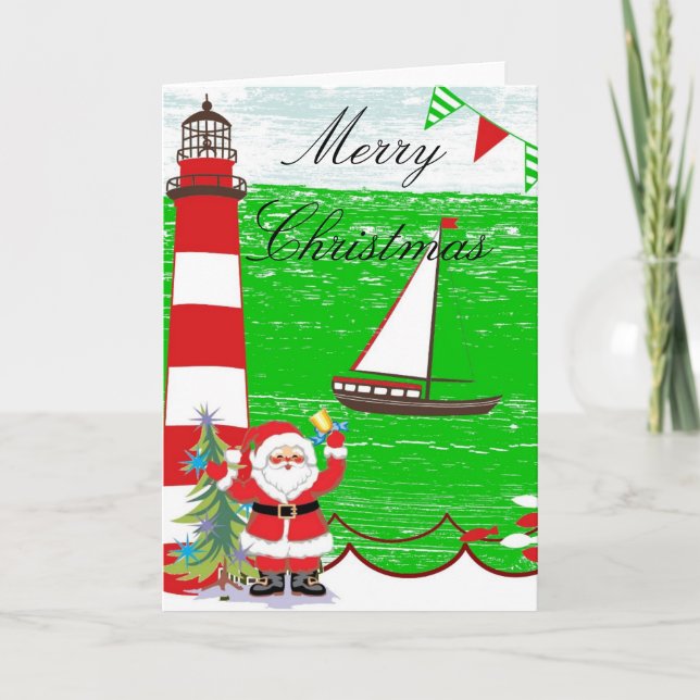Nautical Christmas Card with Santa (Front)