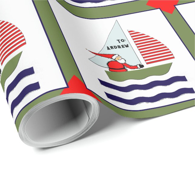 Nautical Christmas Holiday Gift Wrapping Paper (Roll Corner)