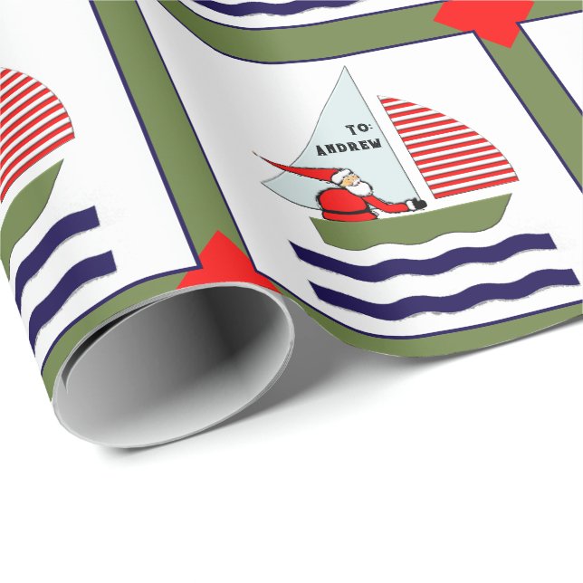 Nautical Christmas Holiday Gift Wrapping Paper (Roll Corner)