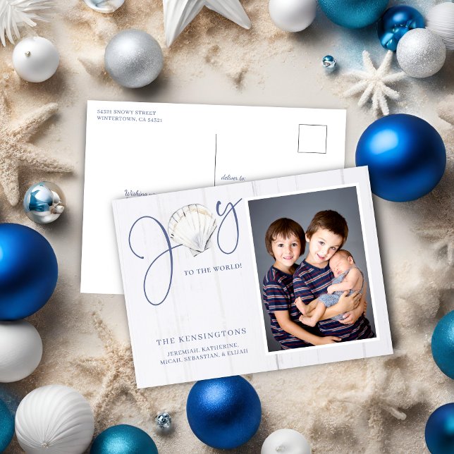 Nautical Christmas Joy Holiday Photo Postcard (Nautical Christmas Joy Holiday Photo Christmas Card)