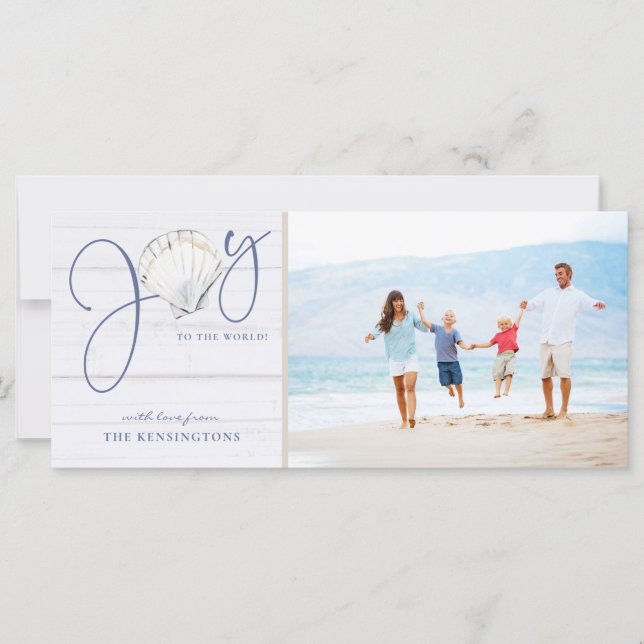 Nautical Christmas Joy Rustic Holiday Photo (Front)