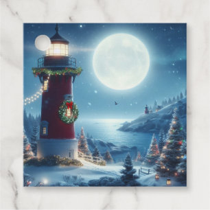 Nautical Christmas lighthouse Favour Tags
