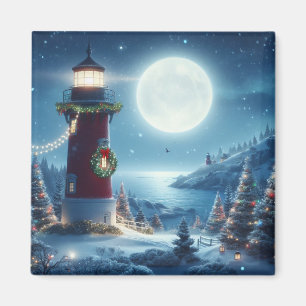 Nautical Christmas lighthouse Magnet