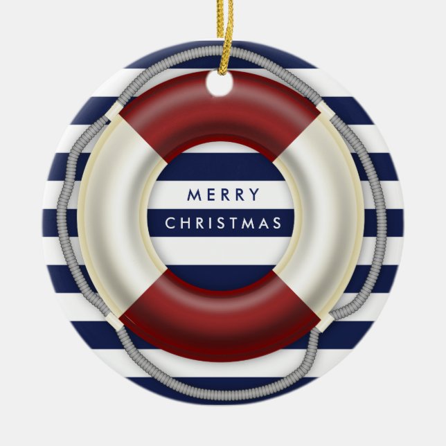 Nautical Christmas Ornament Personalised Lifesaver (Front)