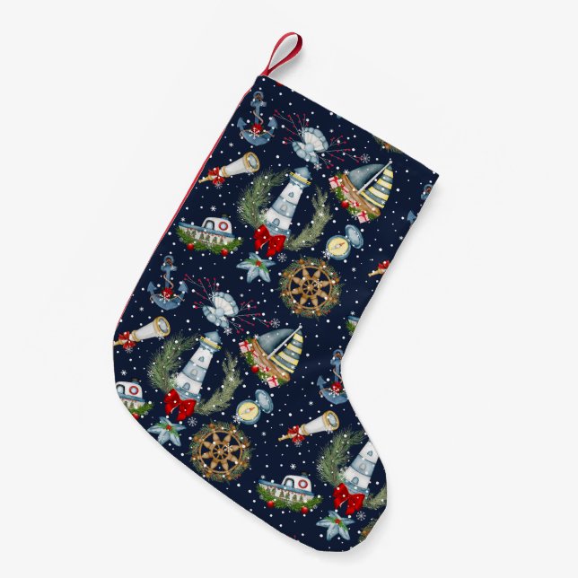Nautical Christmas Small Christmas Stocking (Front (Hanging))