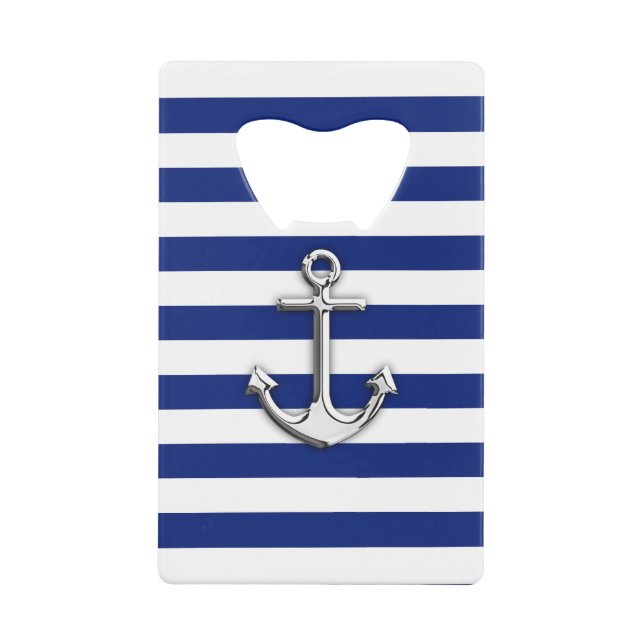 Nautical Chrome Anchor on Navy Stripes (Front)