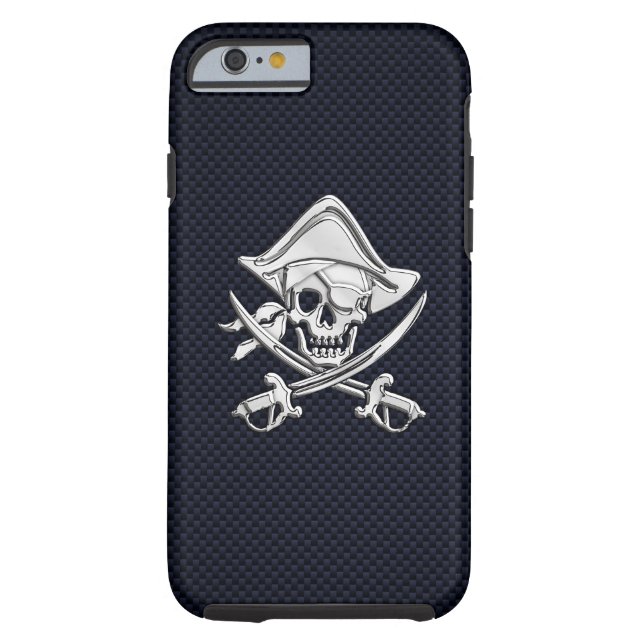Nautical Chrome Pirate on Carbon Fibre Print Case-Mate iPhone Case (Back)