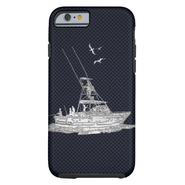 Nautical Chrome Sport Fishin on Carbon Fibre Print Case-Mate iPhone Case (Back)