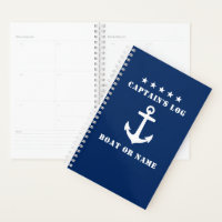 Nautical Classic Anchor 5 Stars Captain's Log Navy