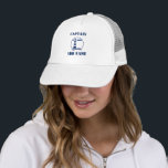 Nautical Classic Lighthouse Captain or Boat Name Trucker Hat<br><div class="desc">Nautical Classic Lighthouse with personalised Captain or Boat Name Hat.</div>