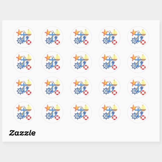 Nautical Classic Round Sticker (Sheet)