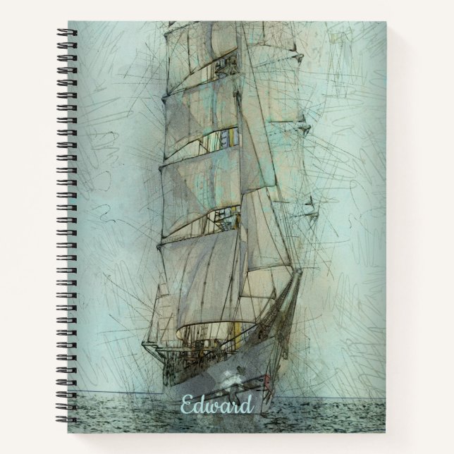 Nautical Classic Ship (Blue) Notebook (Front)