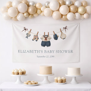 Nautical Clothesline Boy Baby Shower Banner