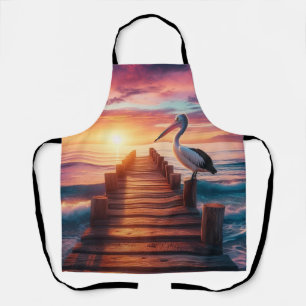 Nautical/coastal/beach pelican sunset apron