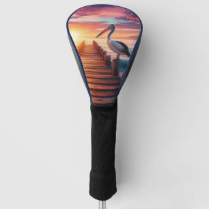 Nautical/coastal/beach pelican sunset  golf head cover