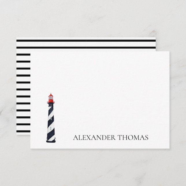 Nautical Coastal Black and White Lighthouse (Front/Back)