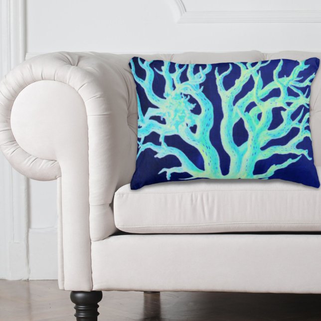 Nautical coastal chic beachy navy Coral Reef Decorative Cushion (Nautical coastal chic beachy navy Coral Reef Decorative Pillow)