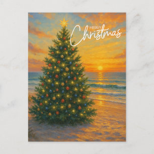 Nautical/Coastal Christmas tree beach Holiday Postcard
