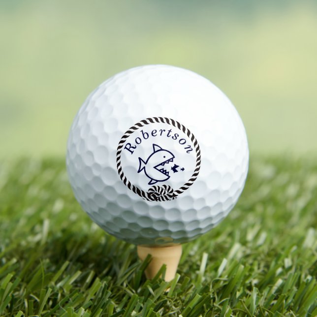 Nautical Coastal Name Fish Navy Blue Golf Balls (Insitu Tee)