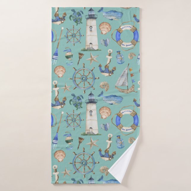 Nautical Coastal Sea Boating Theme Bath Towels (Bath Towel)