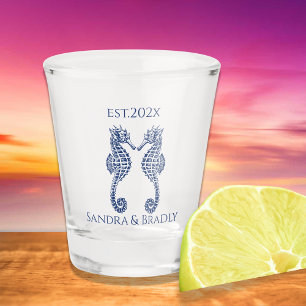 Nautical coastal wedding favor Seahorse Shot Glass
