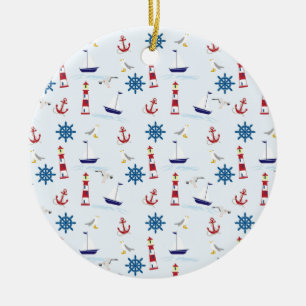 Nautical Collage Ceramic Tree Decoration