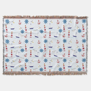 Nautical Collage Throw Blanket