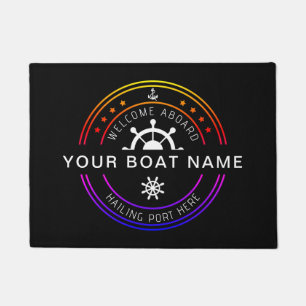 Nautical colourful Custom Boat Name Welcome  Doormat