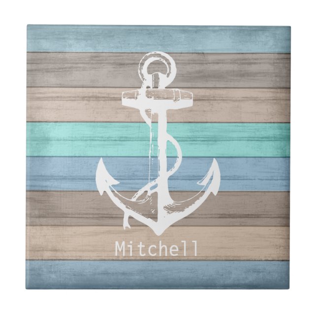 ⚓ Nautical Colourful Wood Tile (Front)