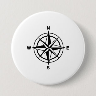 Nautical Compass 7.5 Cm Round Badge