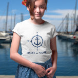 Nautical Compass Anchor Your Boat or Name White<br><div class="desc">A Nautical Compass and Anchor with Your Name or Boat Name on a Girls White T-Shirt.</div>