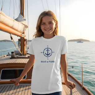 Nautical Compass Anchor Your Boat or Name White T-Shirt