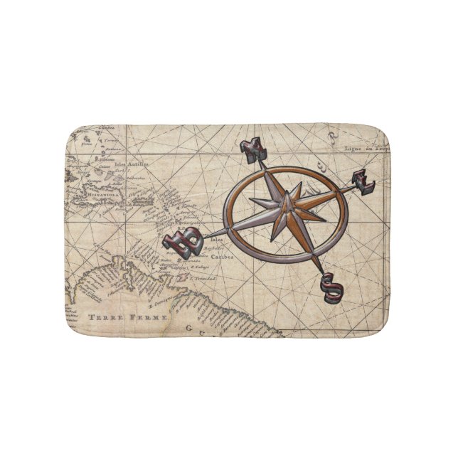 Nautical Compass Bath Mat (Front)
