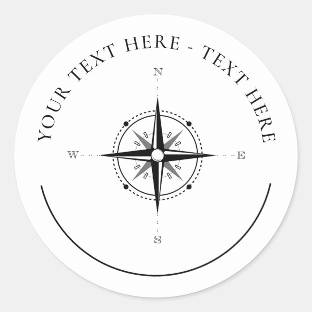 Nautical Compass Classic Round Sticker (Front)