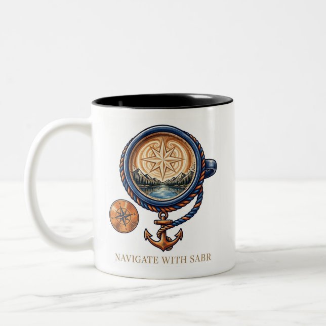 Nautical Compass Coffee Mug Adventure Gift (Left)