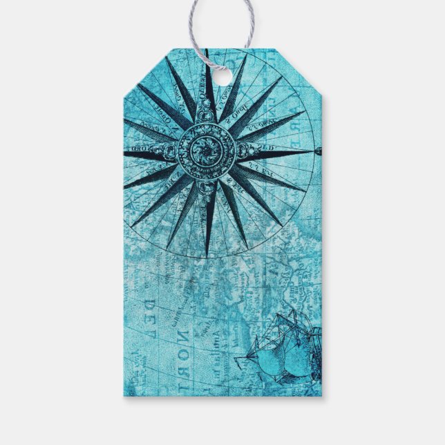 Nautical Compass Gift Tags (Front)