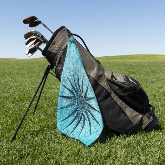 Nautical Compass Golf Towel (Green)