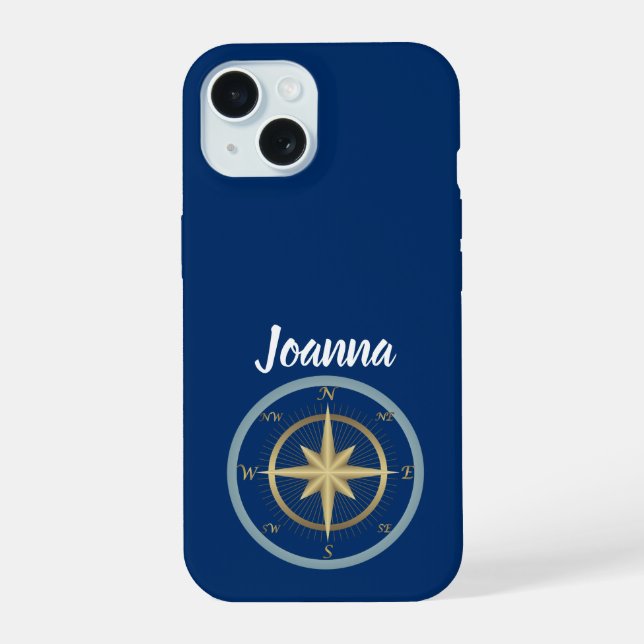 Nautical Compass iPhone 15 Case (Back)