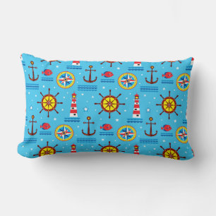 Nautical Compass Pattern Lumbar Cushion