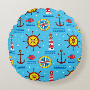 Nautical Compass Pattern Round Cushion