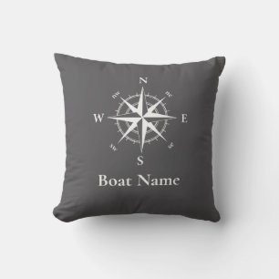 Nautical compass -personalise boat name cushion