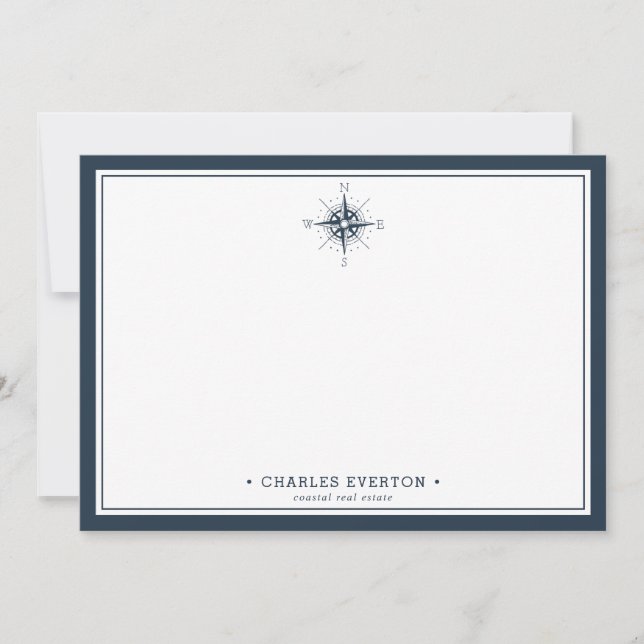 Nautical Compass Personalised Real Estate Broker Card (Front)