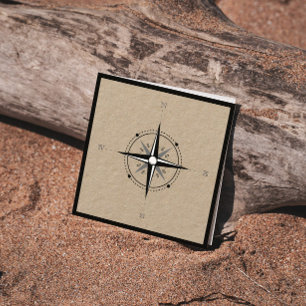 Nautical Compass Premium Kraft Square Business Card